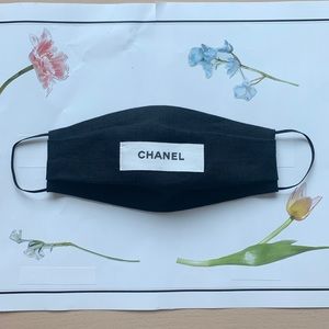 Reworked Face Mask from Chanel Ribbon Black Linen